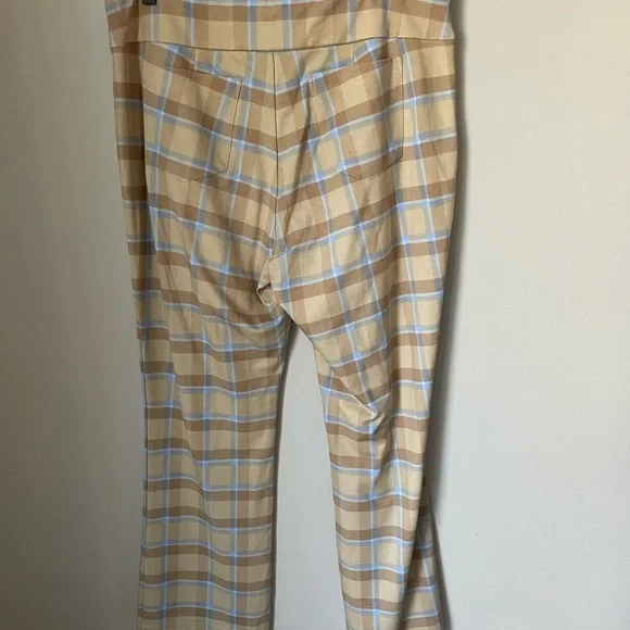 J. McLaughlin Tan and White Plaid Cropped Rylie Pants Size XL - Picture 7 of 10